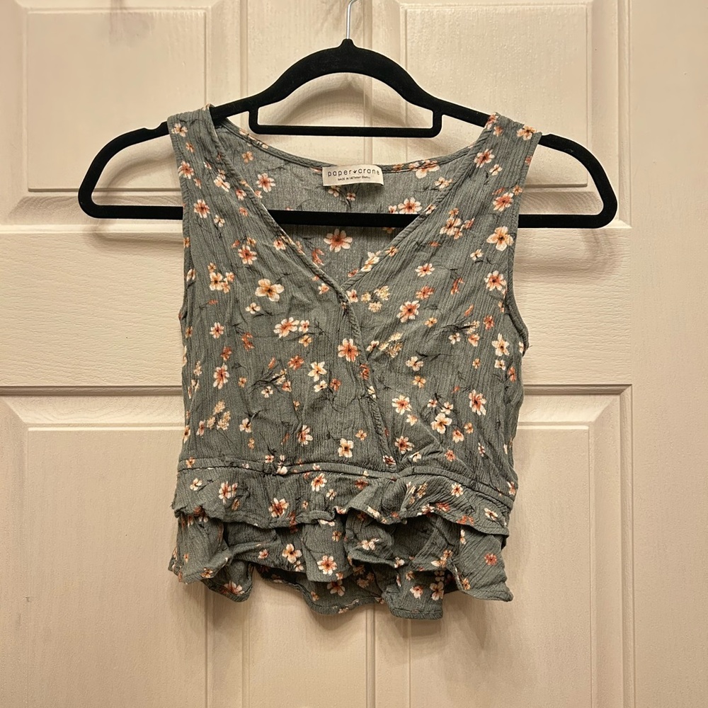 Paper Crane Green Floral Top